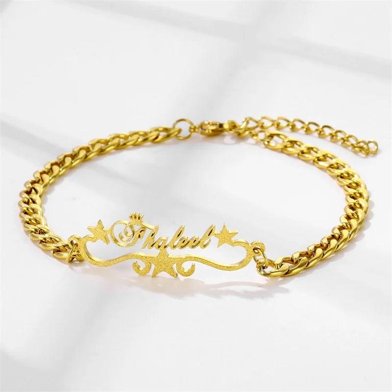 Custom Name Cuban Chain Bracelet Stainless Steel Charm Jewelry Men