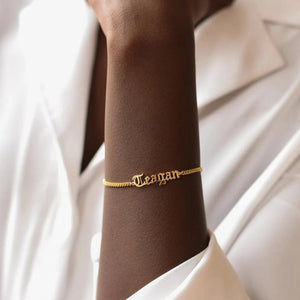 Personalized Name Bracelet Stainless Steel Cuban Chain for Women Men