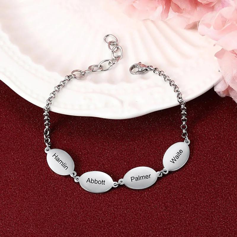 Personalized Family Names Bracelet Stainless Steel Jewelry Gift For Mom
