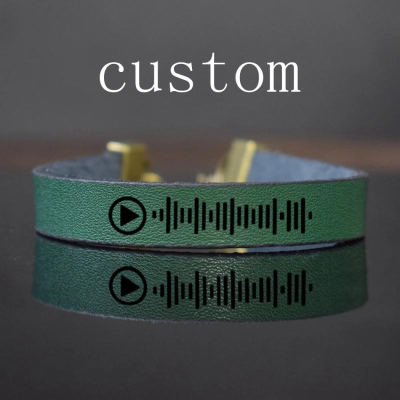 Personalized Engraved Wrap Leather Music Code Bracelet