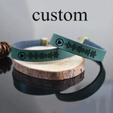 Personalized Engraved Wrap Leather Music Code Bracelet