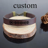 Personalized Engraved Wrap Leather Music Code Bracelet