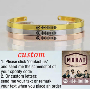 Personalized Engraved Music Code Cuff Bracelet Stainless Steel