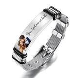 Engraved Stainless Steel Men's Bracelet - Personalized Gift for Husband