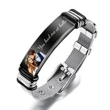 Engraved Stainless Steel Men's Bracelet - Personalized Gift for Husband