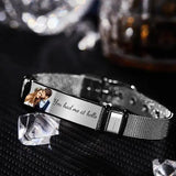 Engraved Stainless Steel Men's Bracelet - Personalized Gift for Husband