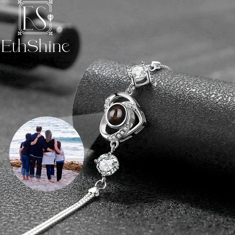 925 Silver Heart Bracelet Photo Projection Personalized Bangle