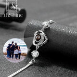 925 Silver Heart Bracelet Photo Projection Personalized Bangle