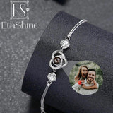 925 Silver Heart Bracelet Photo Projection Personalized Bangle