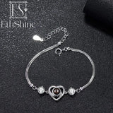 925 Silver Heart Bracelet Photo Projection Personalized Bangle