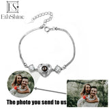 925 Silver Heart Bracelet Photo Projection Personalized Bangle