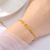 Lemegeton Stainless Steel Cuban Chain Name Bracelets