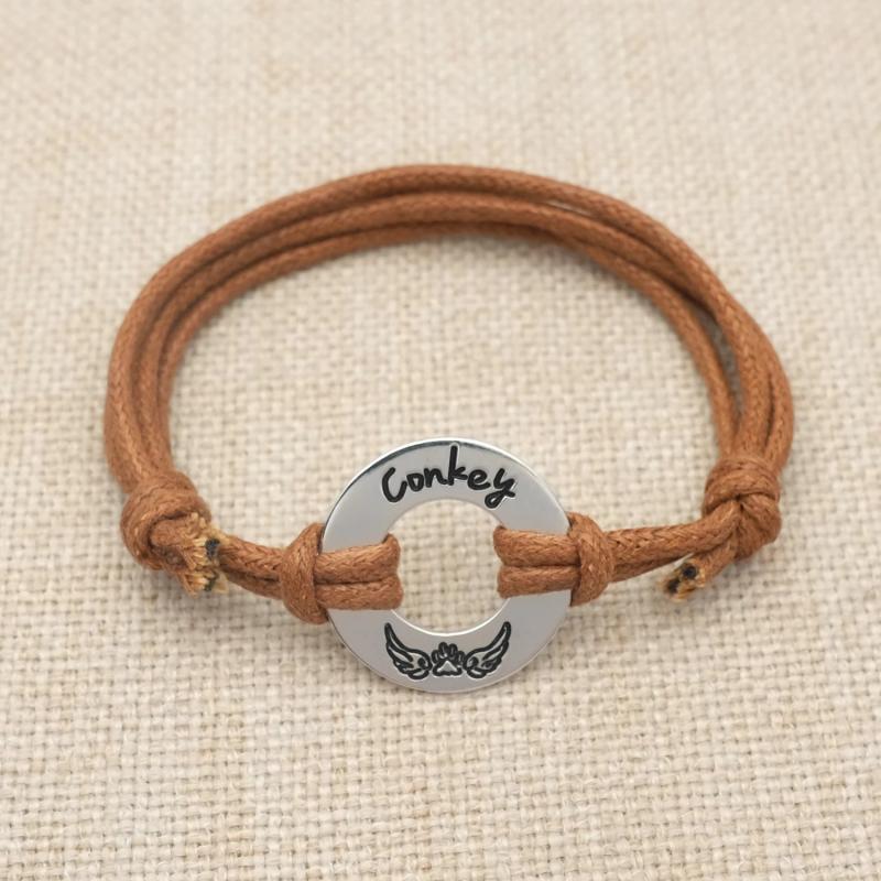 Personalized Dog Paw Bracelet Engraved Name Rope Pet Memorial Gift