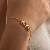 Personalized Double Heart Bracelet & Bangle Stainless Steel Nameplate Jewelry