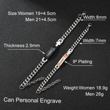 Engrave Nameplate Couple Id Tag Bracelets Stainless Steel