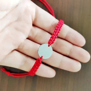 Personalized Name Date Bracelets Stainless Steel Red Thread Woven Bracelet