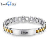 Personalized Engraved Name Bar Bracelet Titanium Steel Chain ID Bangles