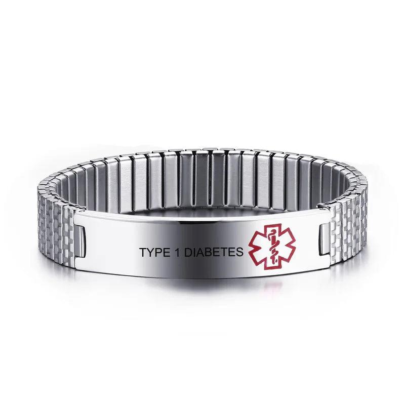 Personalized TYPE 2 DIABETES Medical Alert Bracelet for Men