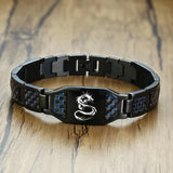 Engravable Dragon Scorpion Wolf Carbon Fiber Men ID Bracelet