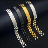 Personalized Engraved Name Bracelet Men Stainless Steel Link Chain ID Bracelet
