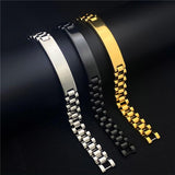 Personalized Engraved Name Bracelet Men Stainless Steel Link Chain ID Bracelet