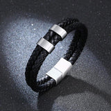 Custom Men's Leather Bracelet with Family Names Beads