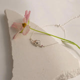 Birthstone Flower Pendant Bracelet Stainless Steel Link Chain for Women