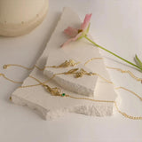 Birthstone Flower Pendant Bracelet Stainless Steel Link Chain for Women