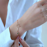 Flower Birthstone Pendant Bracelet Stainless Steel Chain Women Jewelry