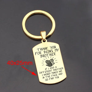 Brother Gift Dog Tag Keychain: Thank You For Being My Brother