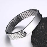 Personalized Engraved Stretch Bracelet with Stainless Steel Band