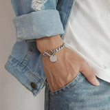 KOtik Silver Stainless Steel Cuban Chain Bracelet for Men
