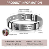 Personalized Name Date Men Bracelet Titanium Steel