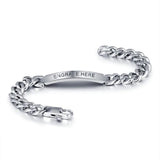 Engraved Silver Men Bracelet Titanium Steel Gift for Him