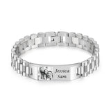 Personalized 2 Names Bracelet with Photo Stainless Steel Chain