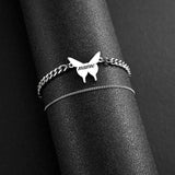 Personalized Butterfly Name Double Layer Stainless Steel Bracelet
