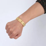 Personalized ID Men Bracelet Gold-color Stainless Steel DIY Engraving Words