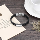 Personalized Leather Name Bracelet for Men Engraved Bead Fathers Gift