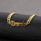Custom Name Bracelets Stainless Steel Cuban Chain Bangle Gift