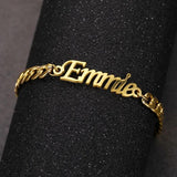 Custom Name Bracelets Stainless Steel Cuban Chain Bangle Gift