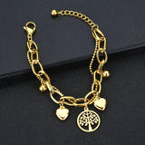 Stainless Steel Life Tree Bracelet Adjustable Ball Bracelet