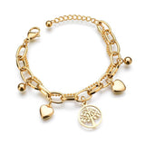 Stainless Steel Life Tree Bracelet Adjustable Ball Bracelet