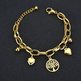 Stainless Steel Life Tree Bracelet Adjustable Ball Bracelet