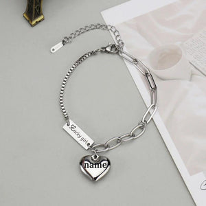 Personalized Stainless Steel Heart Engrave Bracelet for Women