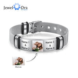 Custom Engraved Adjustable Chain Bracelet Stainless Steel for Men