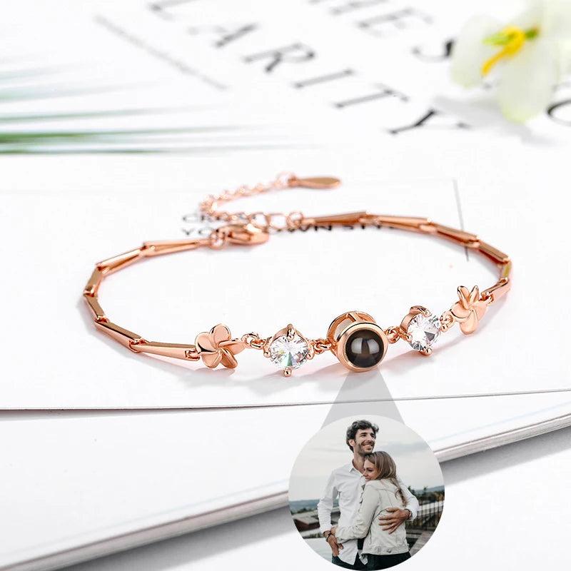 Photo Projection Bracelet Personalized Couple Bangles For Him