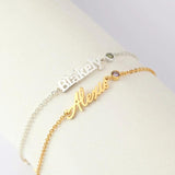 Personalized Name Bracelet with Birthstone Pendant