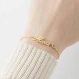 Personalized Name Bracelet with Birthstone Pendant