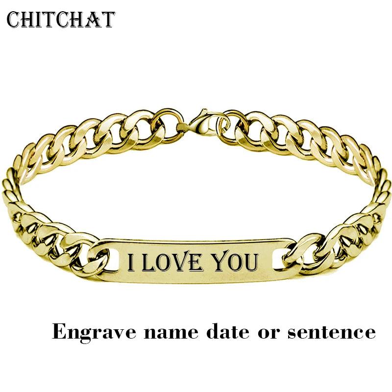 Custom Engraved Stainless Steel Bracelet for Boyfriend