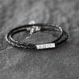 Personalized Leather Bracelet, Men's Engraved Bracelet